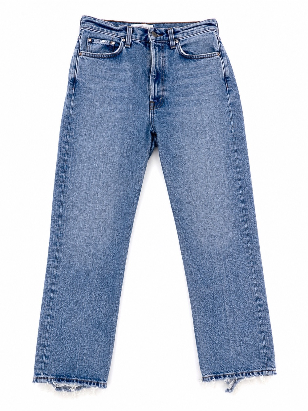 AGOLDE Riley High Rise Straight Crop Jeans Size 27 – Organic Cotton Raw Hem